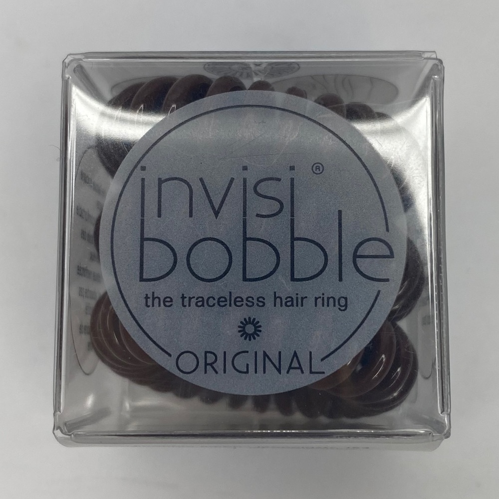 NEW INVISI BOBBLE HAIR TIE SCRUNCHIE RING BROWN